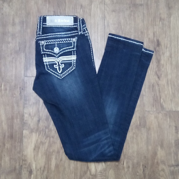 Rock Revival NWOT Women's Jeans 26 Ynes Skinny Embellished Embroidered - Picture 2 of 12